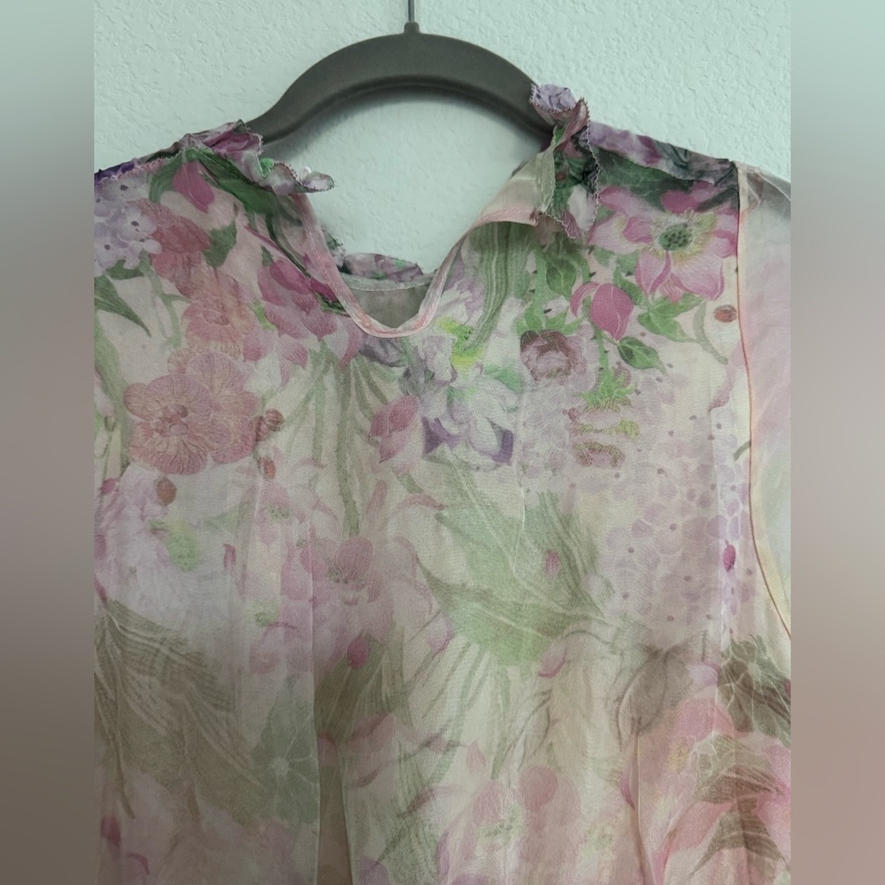 NWT Miss Rosier JUSTINE Dress floral print cinched midi size Small PINK cottage - Picture 9 of 16